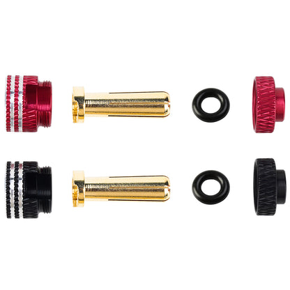 TCRC 2PCS Aluminum Heatsink 5mm Bullet Plug Connectors & Grips for Li-Po and Li-HV Hardcase Power (Red + Black)