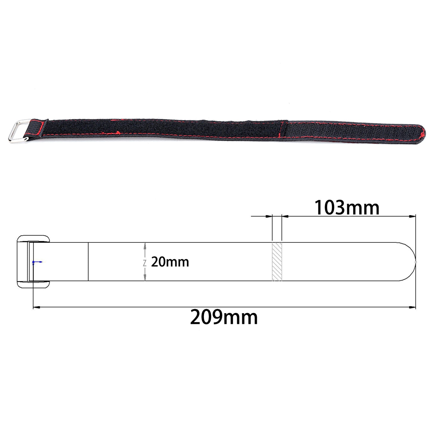 TCRC 2PCS 20x300MM Kevlar Stitched RC Battery Straps Reusable Cable Straps Adjustable Cinch Straps