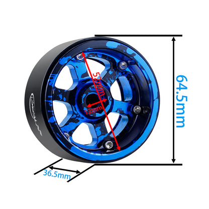 TCRC 4PCS Splash Anodizing Aluminum 2.2 Inch High Mass RC Beadlock Wheels Hubs