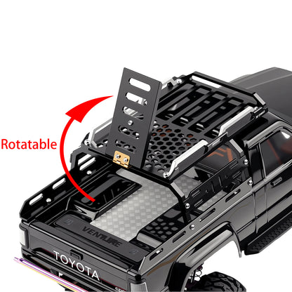 TCRC Aluminum Bed Rack & Spare Tire Carrier & Anti-skid Plate Board with Colored Reflective Luggage Rope Set For HPI Venture18