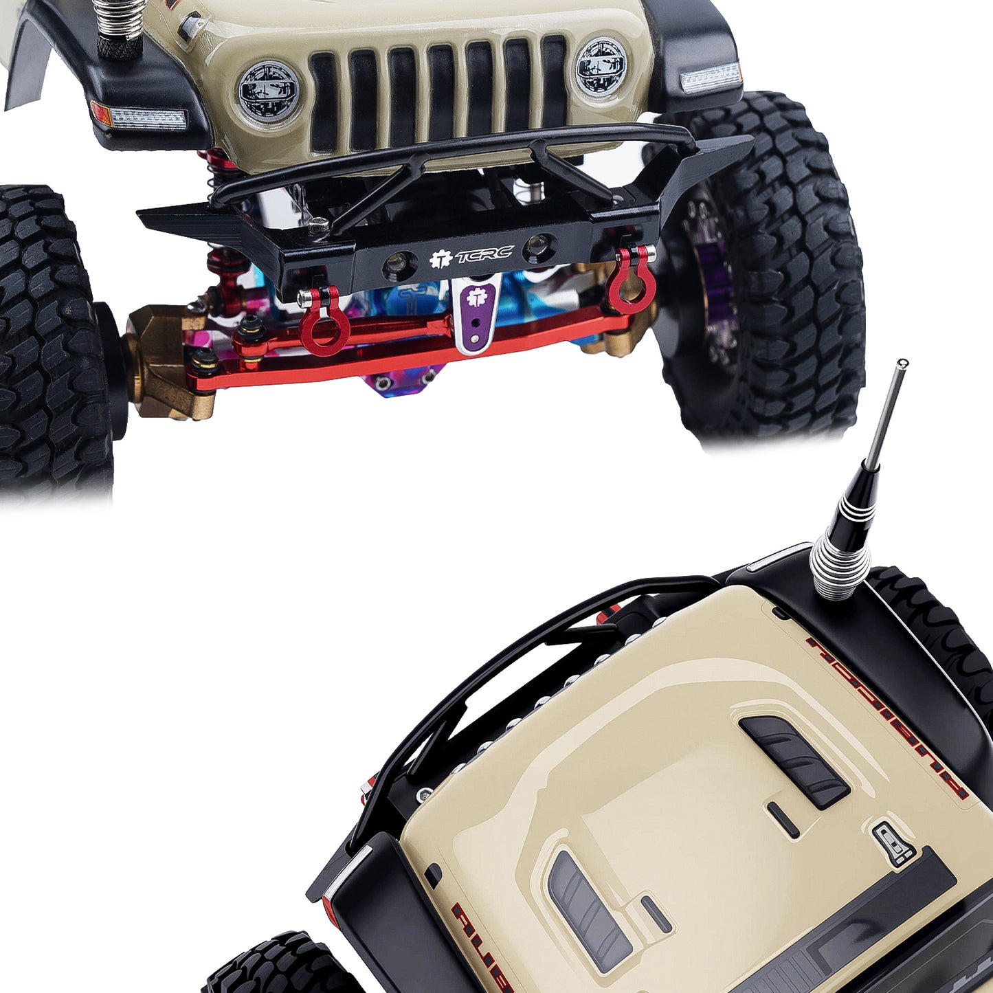 TCRC Aluminum Front and Rear Bumpers set for 1/24 RC Axial SCX24 Jeep JT Gladiator