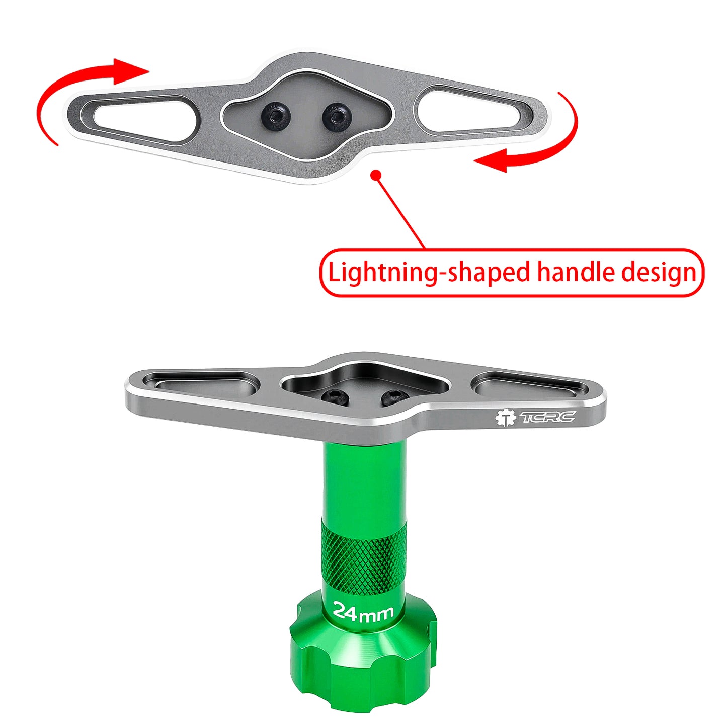 TCRC 24mm Wheel Hex Nut Socket Sleeve Wrench RC Spanner Repair Tool with Lightning bolt-shaped Design For 1/5 scale RC Monster Truck Buggy Car