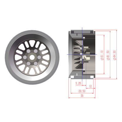 TCRC 4PCS Aluminum 2.2 Inch High Mass Beadlock Wheels Hubs