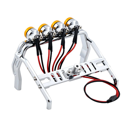 TCRC Aluminum Bed Rack & Spare Tire Carrier with Roof LED Lights (4) for 1/18 TRX4M F-150 High Trail Crawler Truck