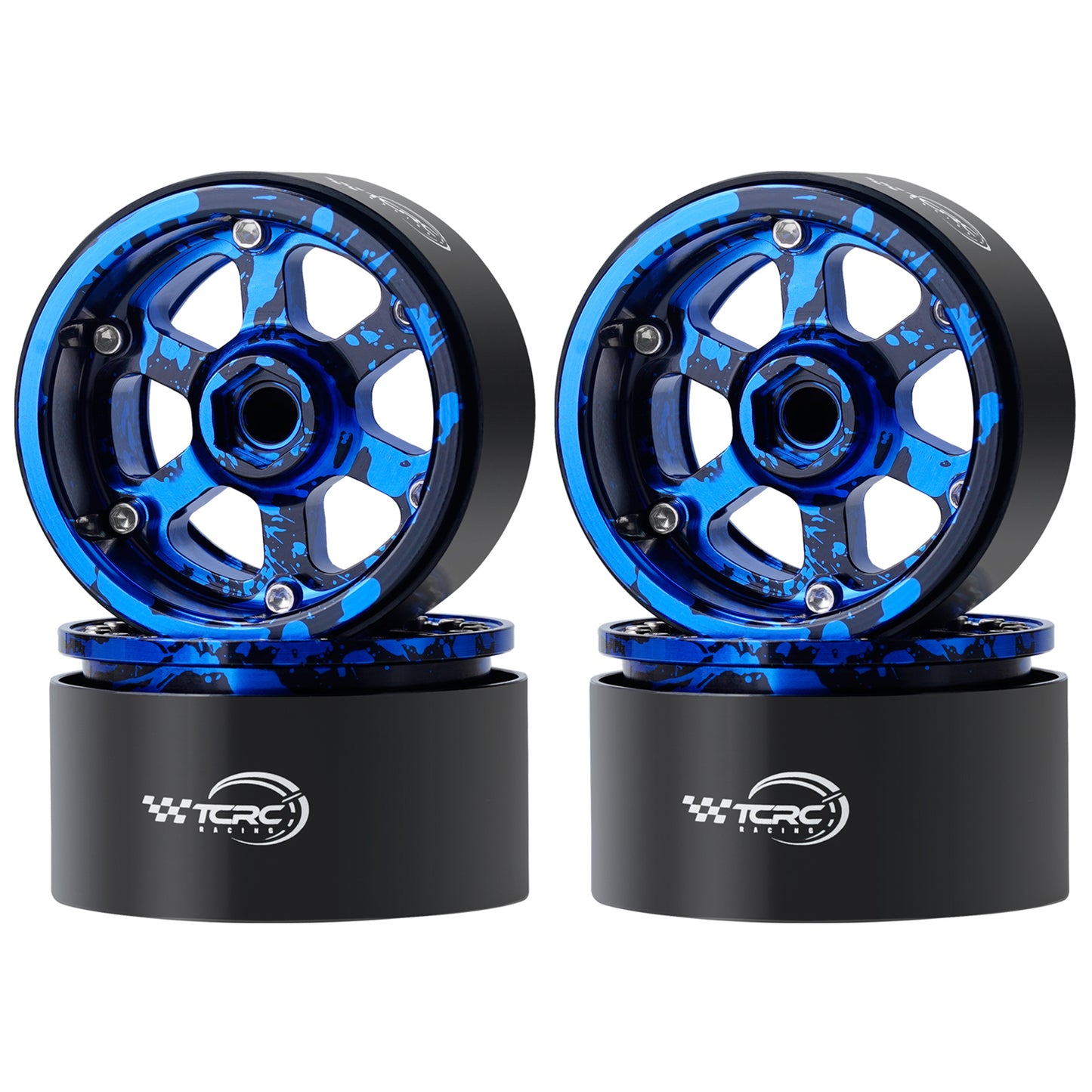 TCRC 4PCS Splash Anodizing Aluminum 2.2 Inch High Mass RC Beadlock Wheels Hubs
