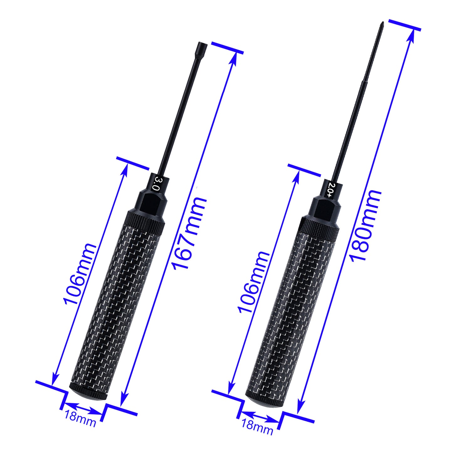 TCRC Carbon Fiber Handle Tool with High Speed Steel Screwdriver bit Set 2.0mm+ Phillips Screwdriver 3.0mm Hex Nut Driver for 1/30 Axial SCX30 Ford Bronco Jeep Wrangler JLU