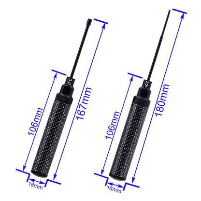 TCRC Carbon Fiber Handle Tool with High Speed Steel Screwdriver bit Set 2.0mm+ Phillips Screwdriver 3.0mm Hex Nut Driver for 1/30 Axial SCX30 Ford Bronco Jeep Wrangler JLU