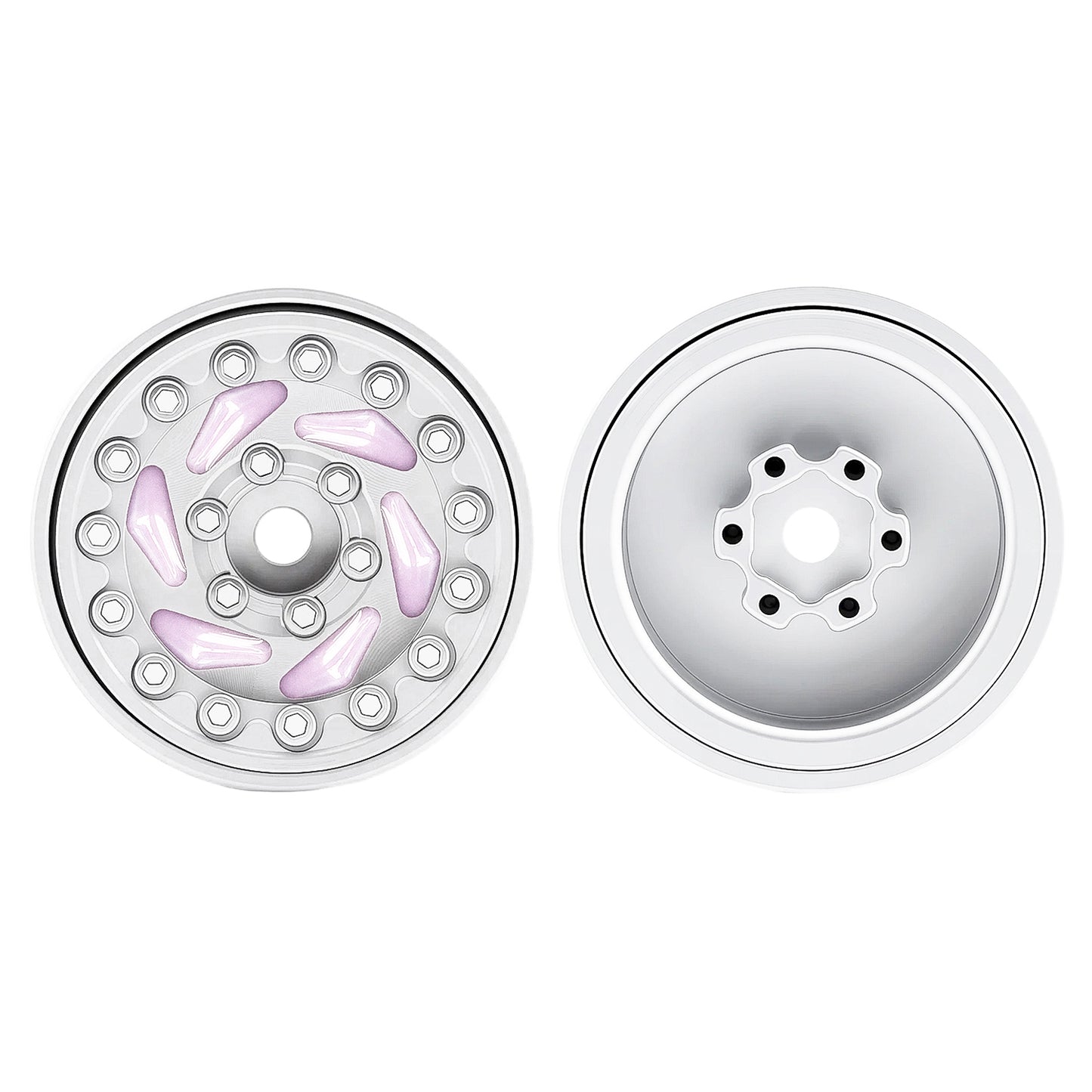 TCRC 4PCS Night Glow Color Fluorescent Purple/Blue Aluminum 1.0 Inch Beadlock Wheels Hubs