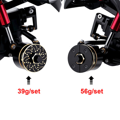 TCRC 4PCS Brass Wheel Weights Extended 5mm Wheel hubs Hex Adapter 56g/set for 1/24 Axial SCX24 AX24 XC-1 RC Crawler Car