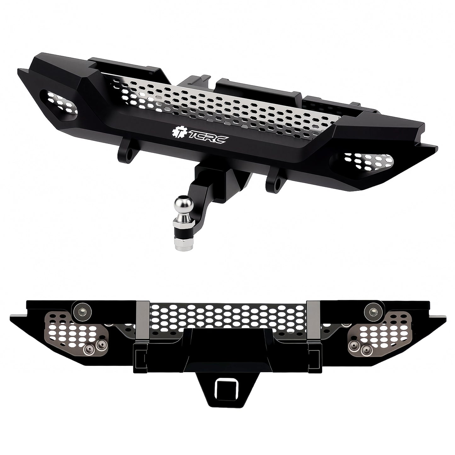 TCRC Metal Rear Bumper with Trailer Hitch for 1/18 TRX4M Defender