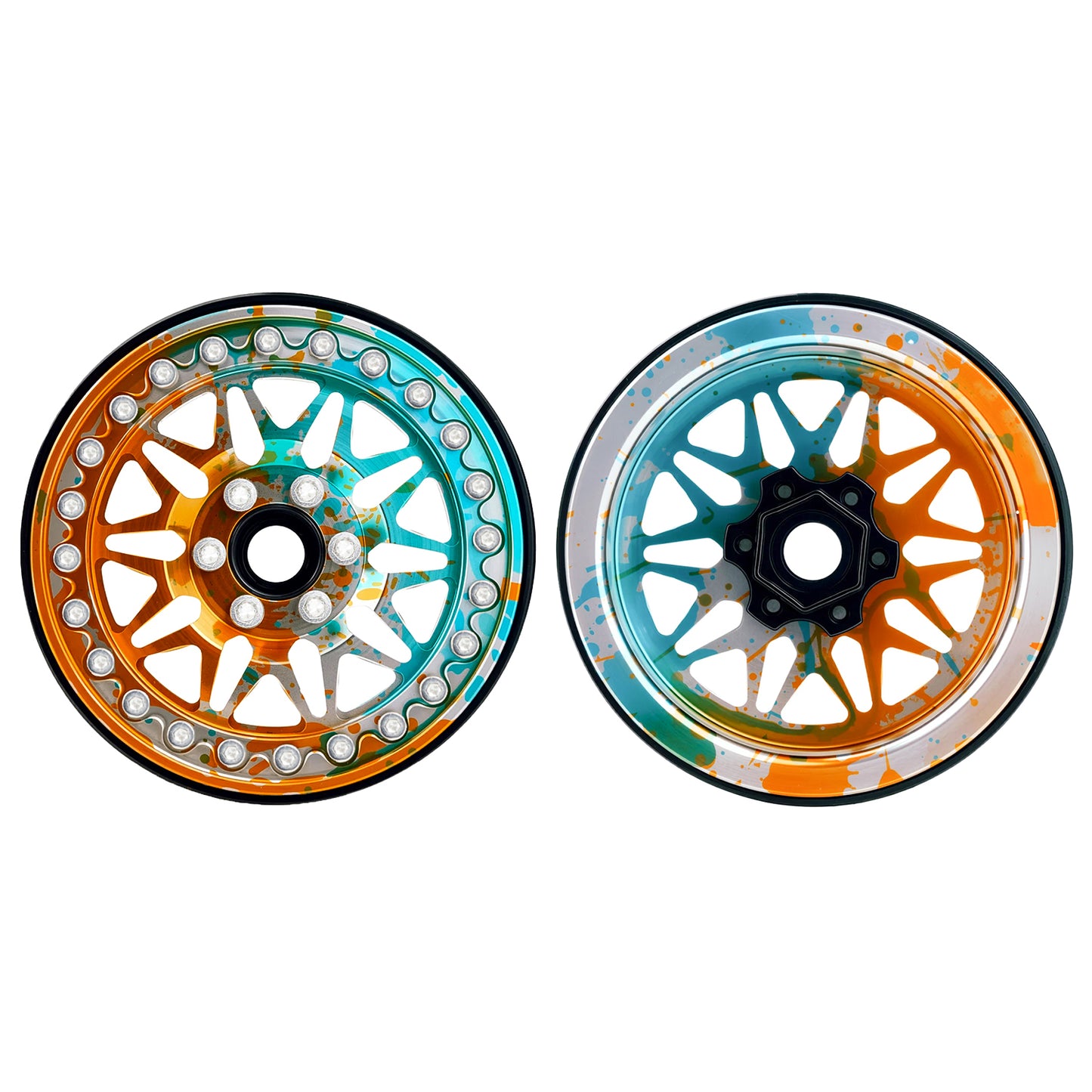 TCRC 4PCS Splash Anodizing Aluminum 2.2 Inch Beadlock Wheels Hubs