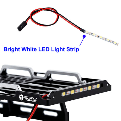 TCRC Aluminum Bed Rack & Spare Tire Carrier w/ Bright White LED Light Strip & CH3 Light Control Switch Set For 1/18 TRX4M F-150 High Trail Crawler Truck Upgrade