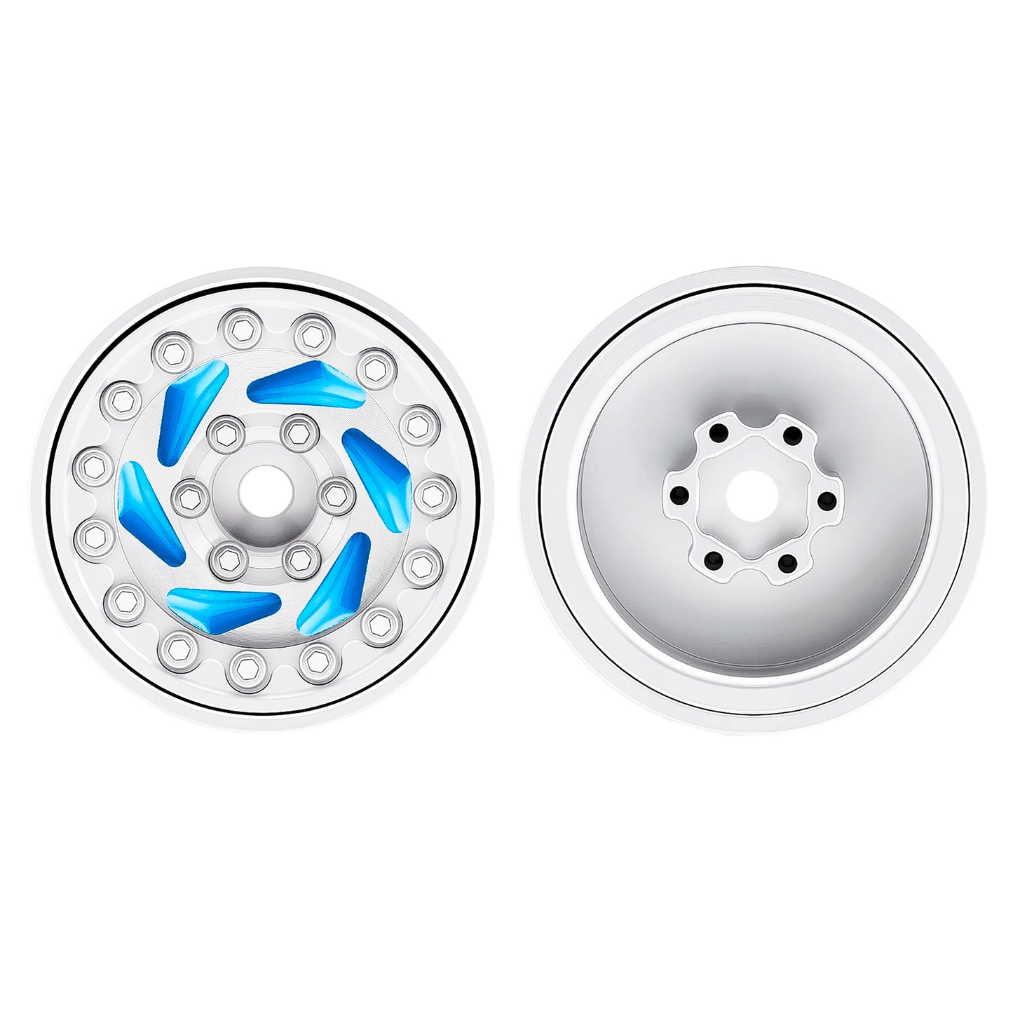 TCRC 4PCS Night Glow Color Fluorescent Purple/Blue Aluminum 1.0 Inch Beadlock Wheels Hubs