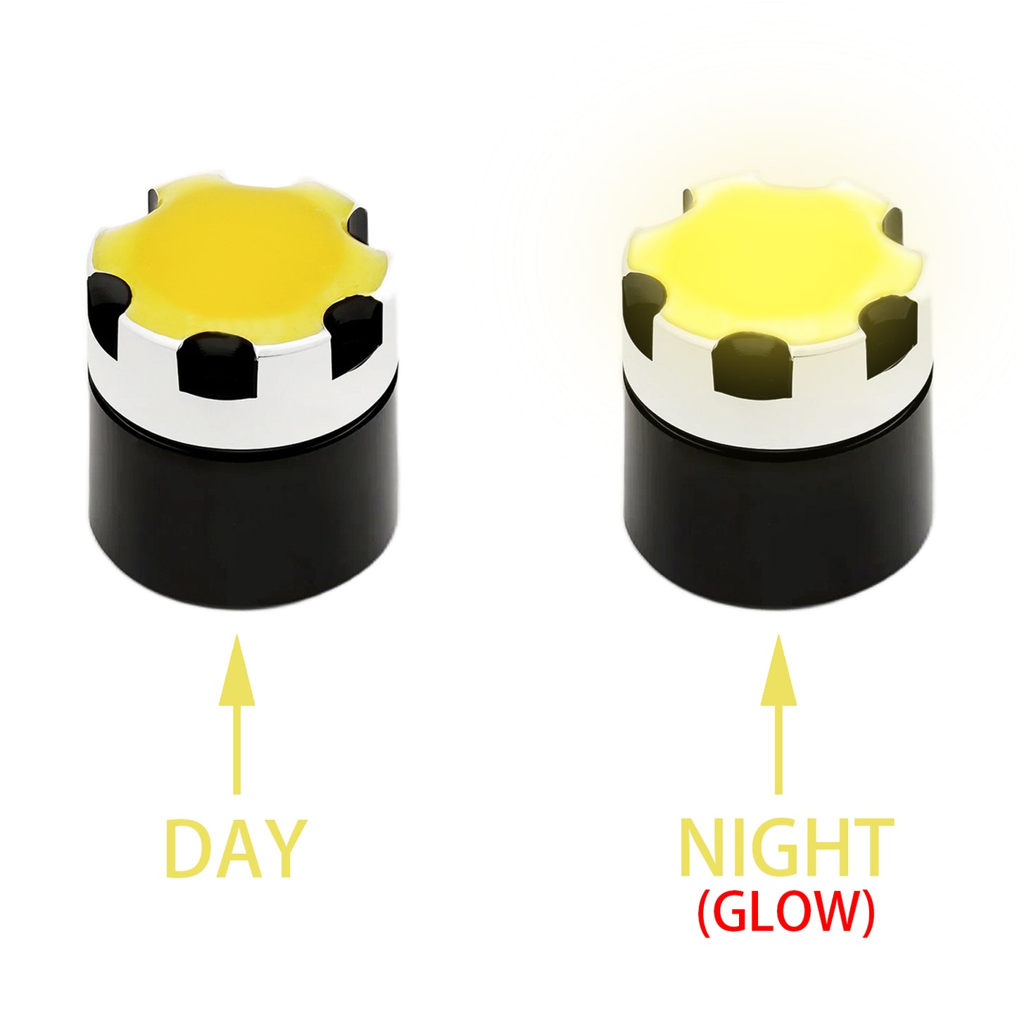 TCRC 4PCS Night Glow Color Fluorescent Green/Yellow Aluminum M4 Nut Wheel Rim Center Cap Manual Locking Hubs