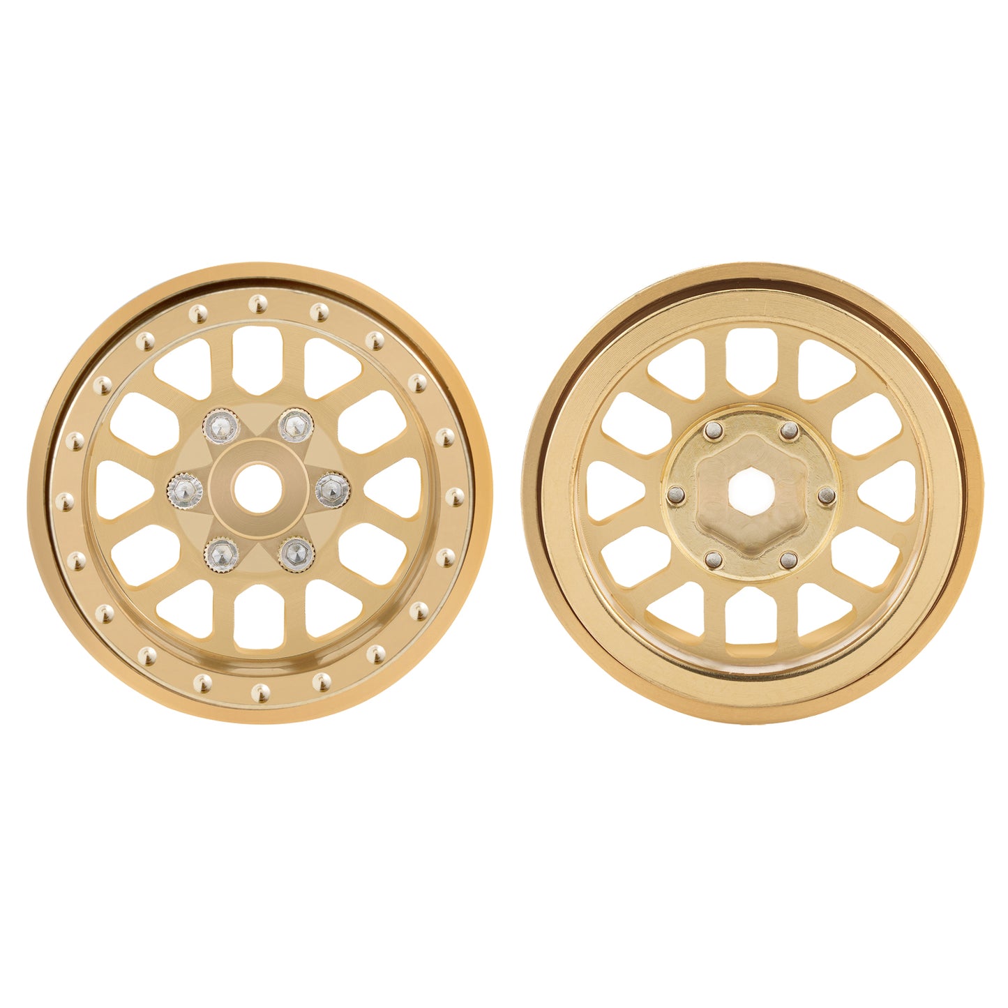 TCRC 4PCS Brass Deep Dish 1.0 Inch Beadlock Wheels Hubs