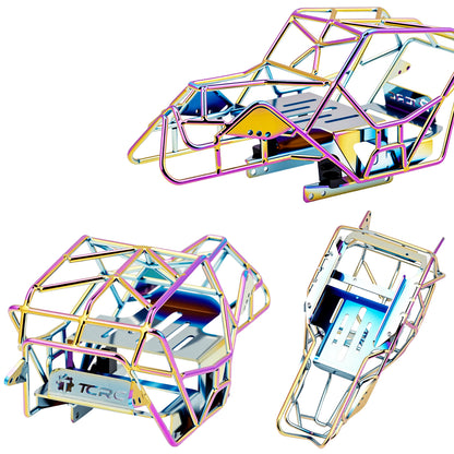 CRC Metal Roll Cage Body Shell with Aluminum LED Lamp Holder for 1/18 TRX4M Defender Bronco Crawler Truck