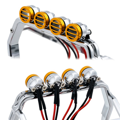 TCRC Aluminum Bed Rack & Spare Tire Carrier with Roof LED Lights (4) for 1/18 TRX4M F-150 High Trail Crawler Truck