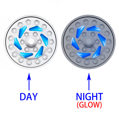 TCRC 4PCS Night Glow Color Fluorescent Purple/Blue Aluminum 1.0 Inch Beadlock Wheels Hubs