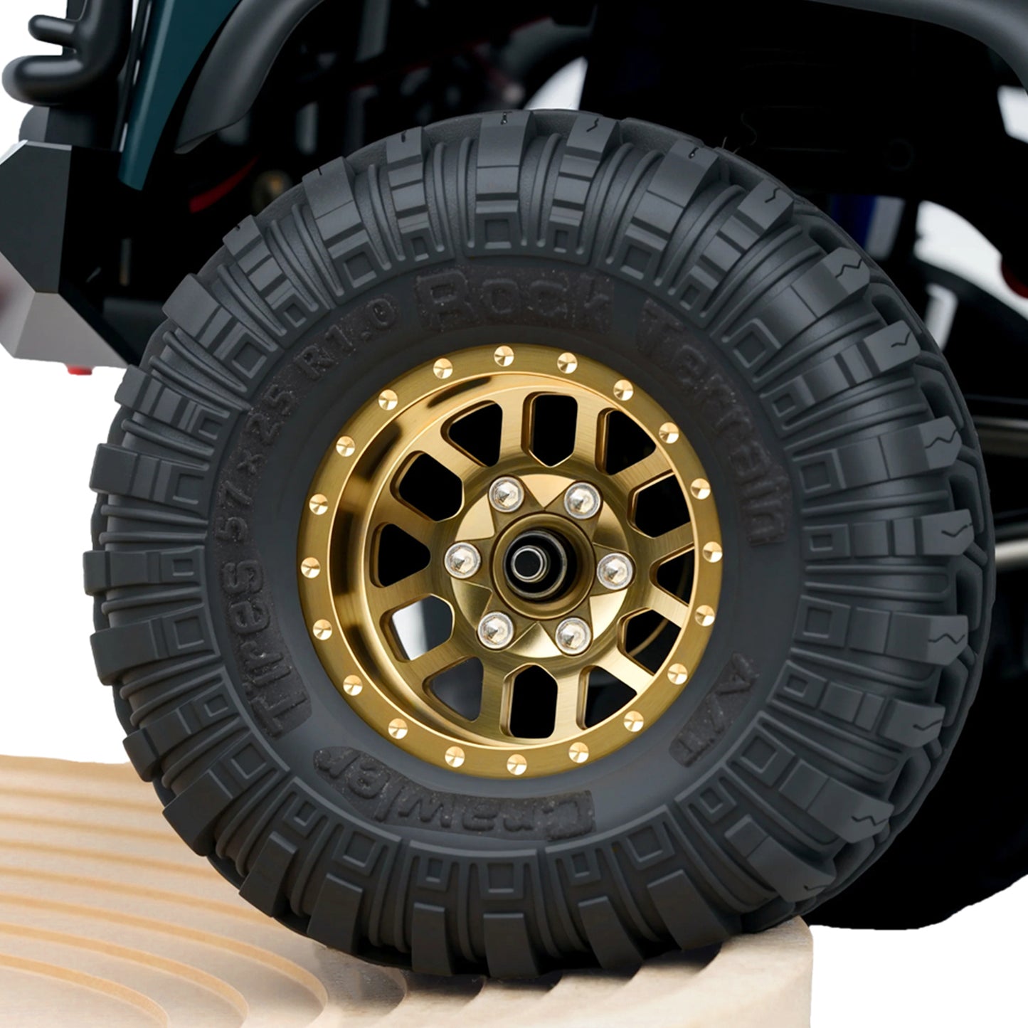 TCRC 4PCS Brass Deep Dish 1.0 Inch Beadlock Wheels Hubs