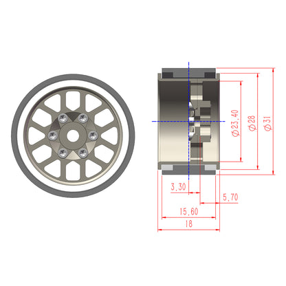 TCRC 4PCS Aluminum Deep Dish 1.0 Inch Beadlock Wheels Hubs