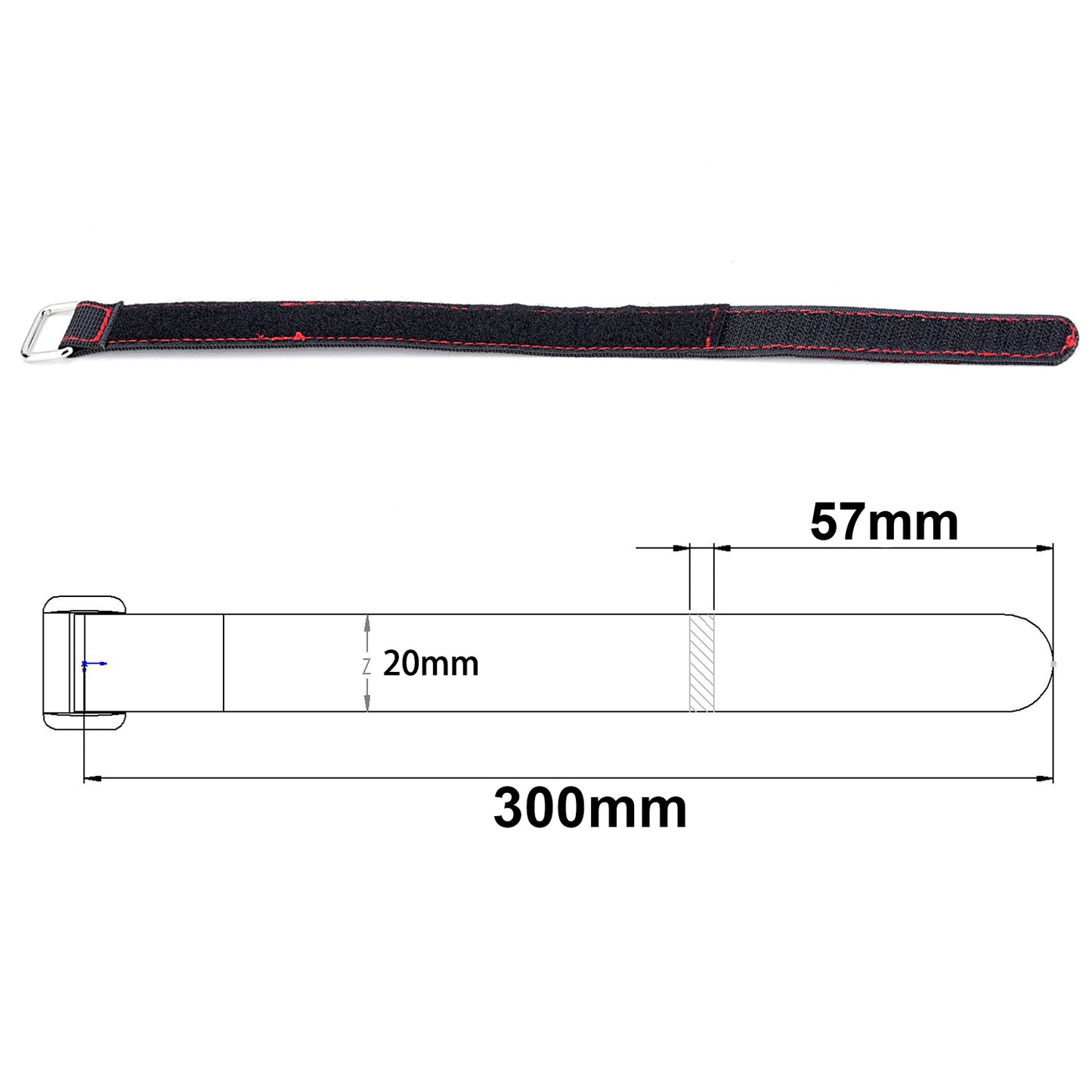 TCRC 2PCS 20x300MM Non-Slip RC Battery Straps Reusable Cable Straps Adjustable Cinch Straps