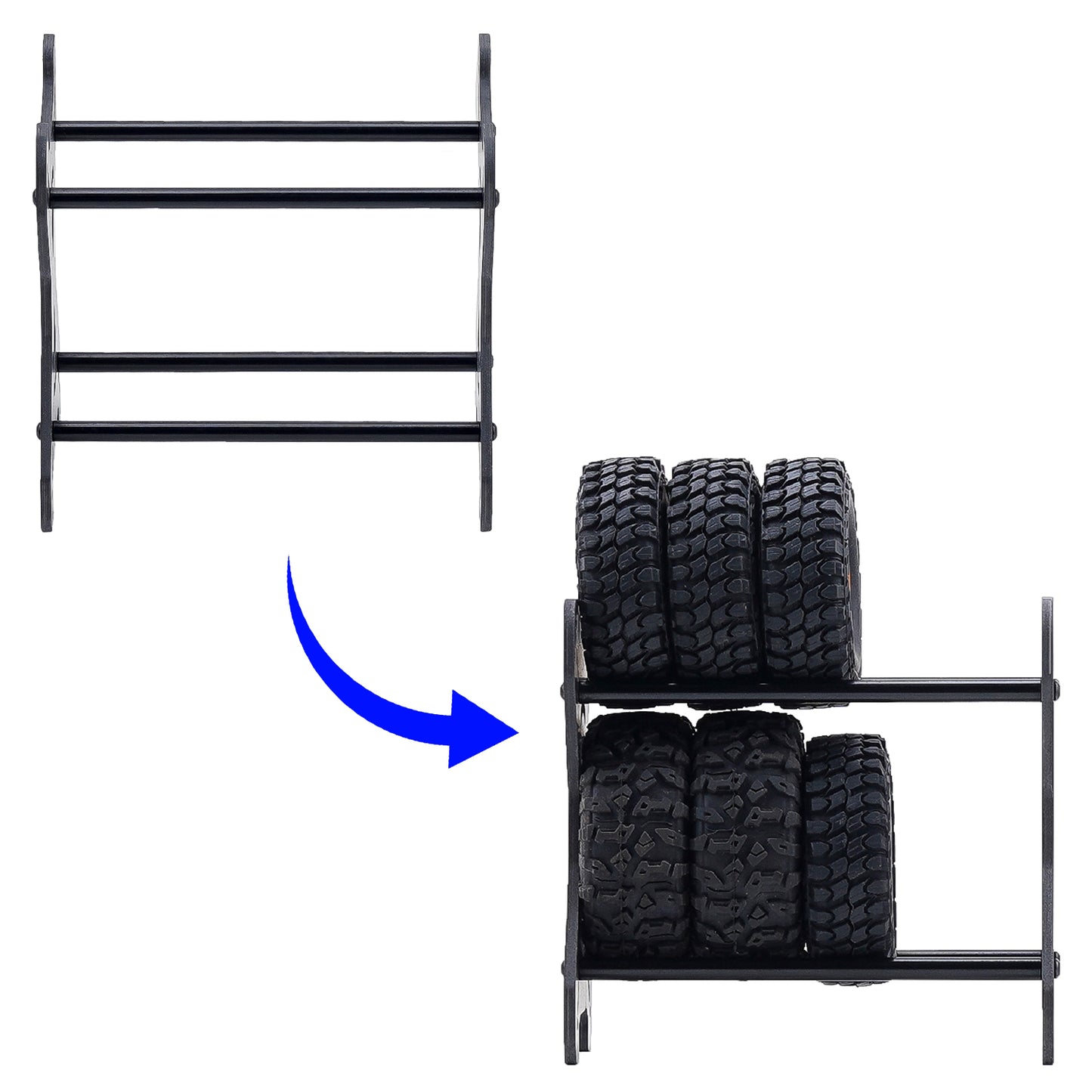 TCRC Extended Carbon Fiber 0.7” 1.0" 1.3" Aluminum Wheel Tires Rack for 1/18 1/24 1/30 1/32 RC Crawler Car Upgrades