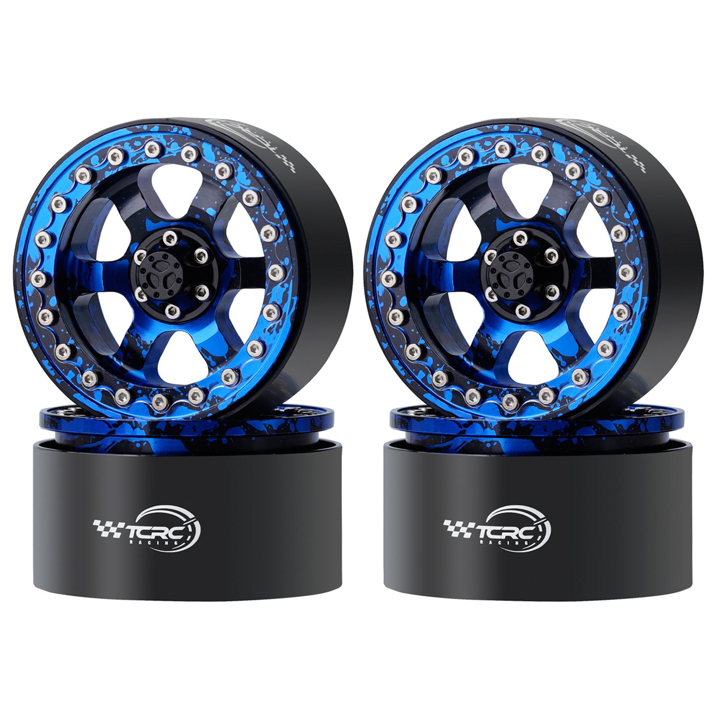 TCRC 4PCS Splash Anodizing Aluminum 2.2 Inch High Mass RC Beadlock Wheels Hubs