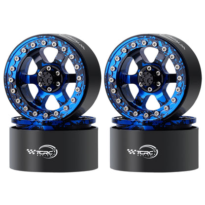 TCRC 4PCS Splash Anodizing Aluminum 2.2 Inch High Mass RC Beadlock Wheels Hubs
