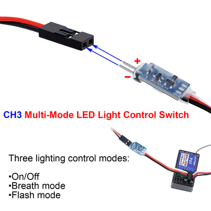 TCRC 2PCS RC Light Control CH3 Multi-Mode LED Light Control Switch