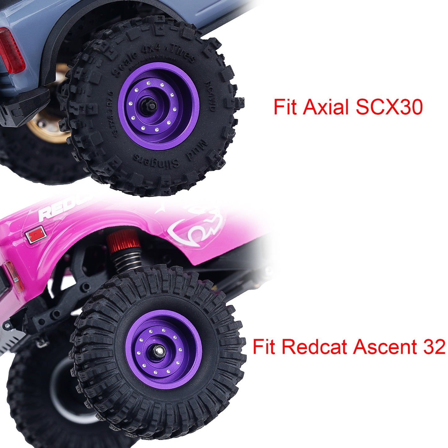 TCRC Deep Dish Aluminum 0.7inch Beadlock Wheels Hubs for 1/30 Axial SCX30 1/32 Redcat Ascent-32
