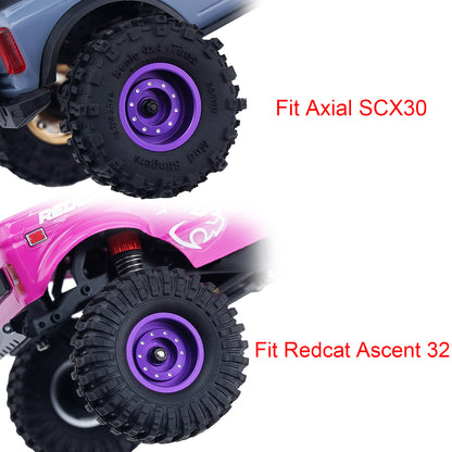 TCRC Deep Dish Aluminum 0.7inch Beadlock Wheels Hubs for 1/30 Axial SCX30 1/32 Redcat Ascent-32