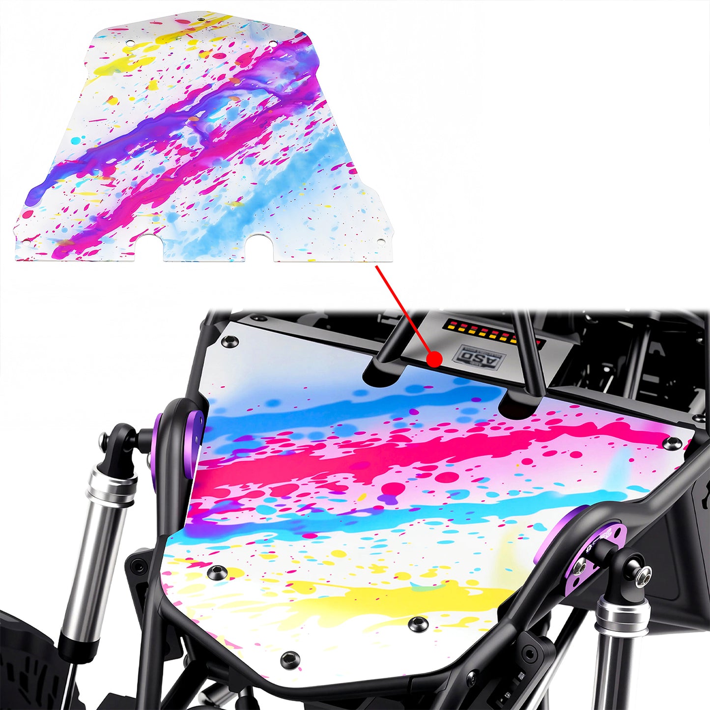 TCRC Splash Anodizing Aluminum RC Body Guard Armor Protective Shell Plate with Roof White LED Light Bar Set for Axial 1/8 AXP8 Gilamon Trail Buggy