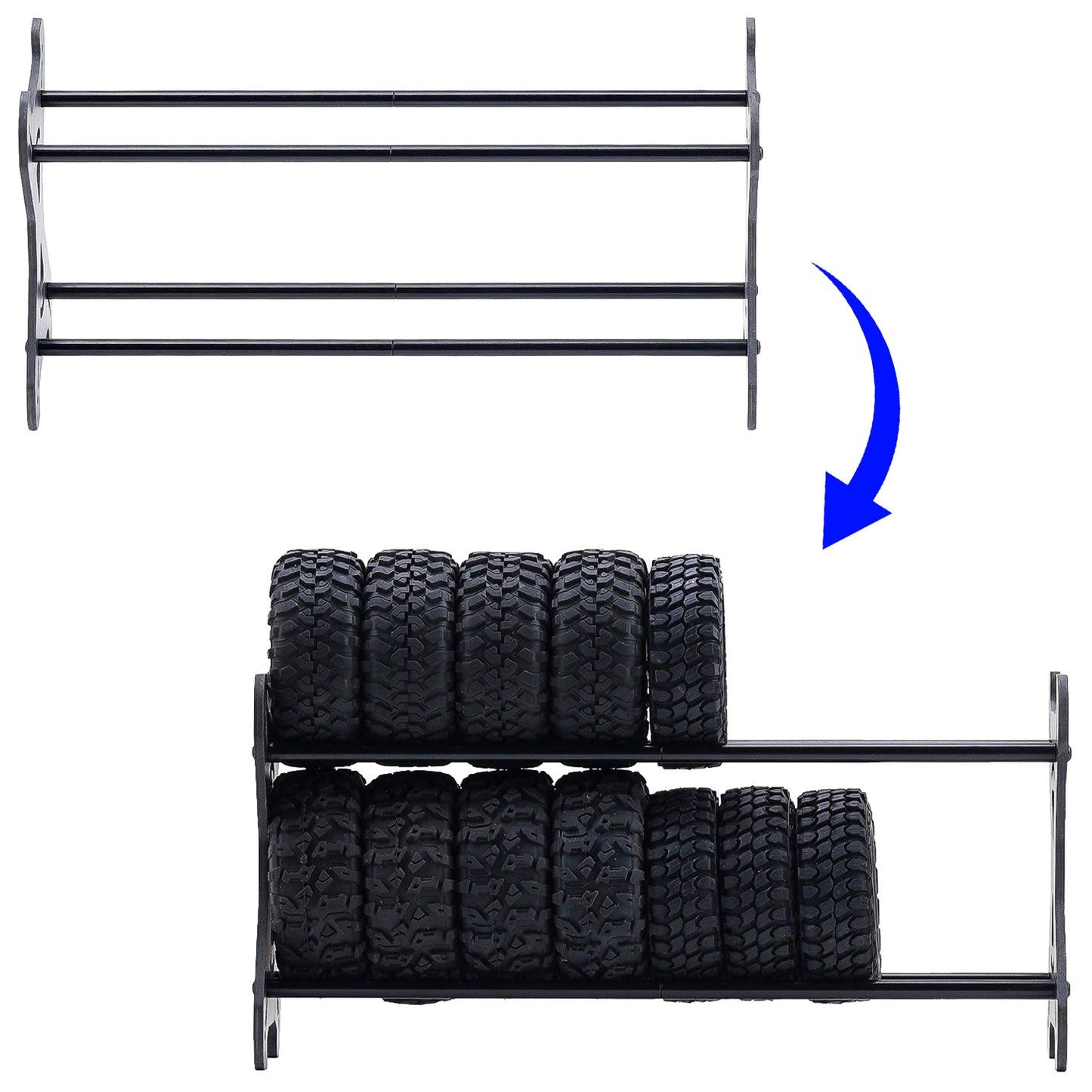 TCRC Extended Carbon Fiber 0.7” 1.0" 1.3" Aluminum Wheel Tires Rack for 1/18 1/24 1/30 1/32 RC Crawler Car Upgrades