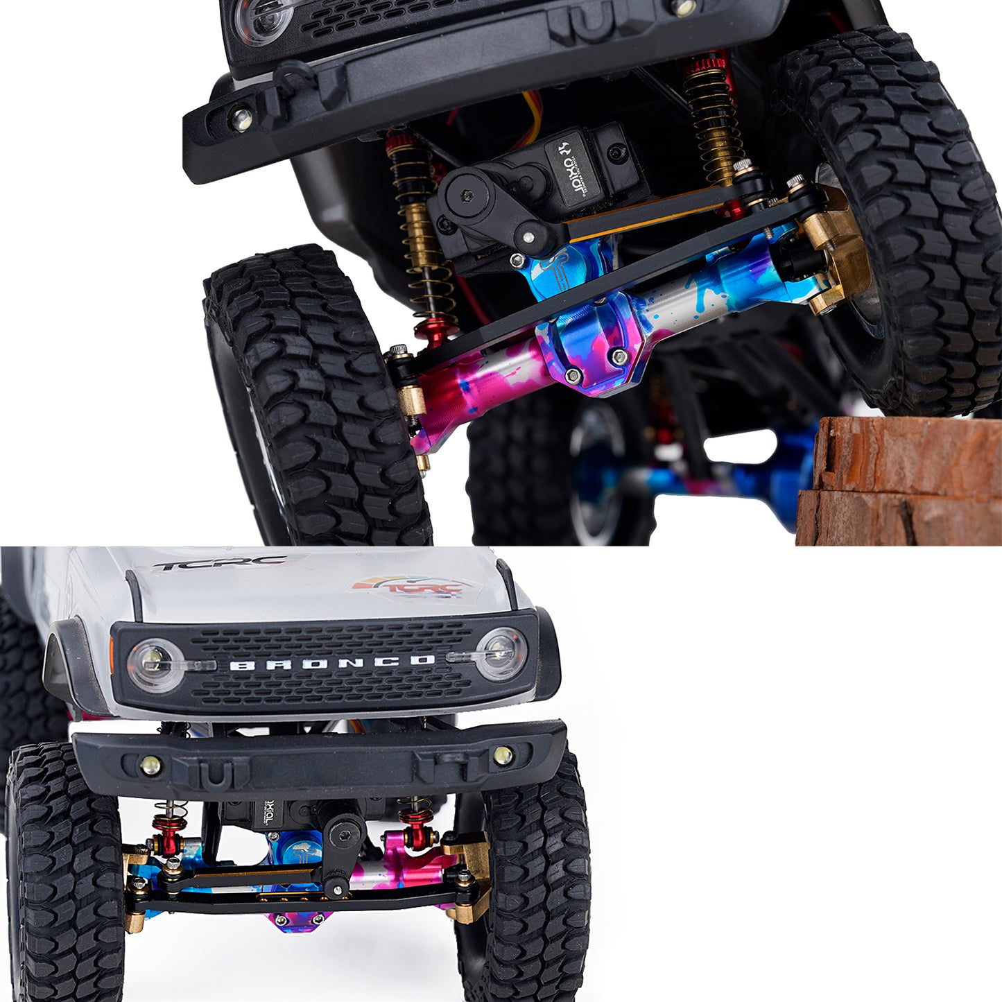 TCRC Aluminum Front Rear Axle Housing with Diff Covers Set for Axial SCX24 Deadbolt C10 90081