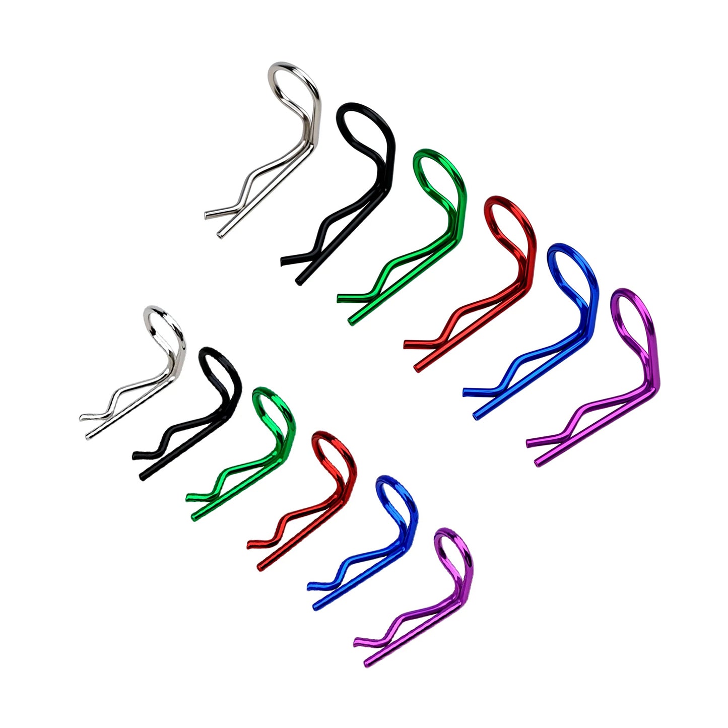 TCRC 120pcs Colorful 90-Degree Angle RC Body Clips Bent Springy Pins(2 sizes-Pack)