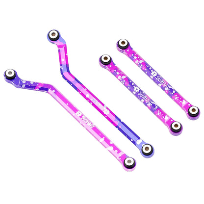 TCRC Splash Anodizing Aluminum High Clearance Chassis Suspension Links Rod Linkage Set with Carbon Fiber shock absorber extension bracket(4) for Axial AX24 XC-1(Wheelbase extended by 150mm)