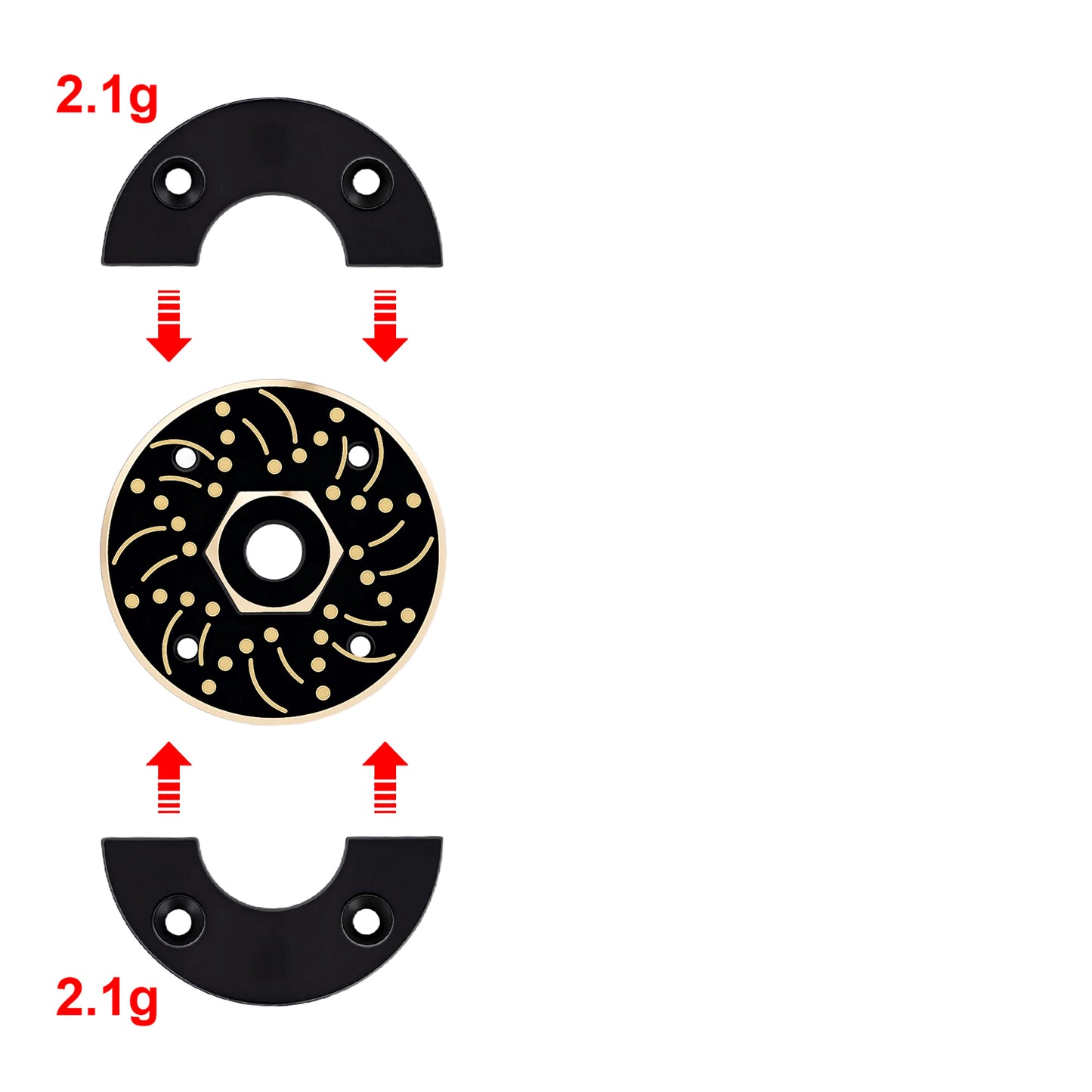 TCRC 4PCS Brass Wheel Weights Extended 5mm Wheel hubs Hex Adapter 56g/set for 1/24 Axial SCX24 AX24 XC-1 RC Crawler Car