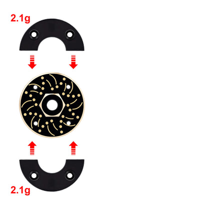TCRC 4PCS Brass Wheel Weights Extended 5mm Wheel hubs Hex Adapter 56g/set for 1/24 Axial SCX24 AX24 XC-1 RC Crawler Car