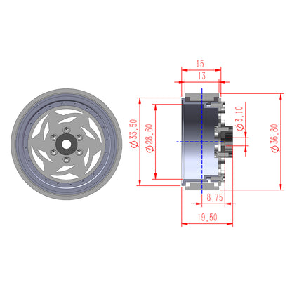 TCRC 4PCS Grade 5 Titanium Wheel Face Aluminum 1.3 Inch Wheels Hubs