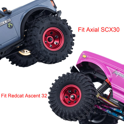 TCRC Deep Dish Aluminum 0.7” Beadlock Wheels Hubs for 1/30 Axial SCX30 1/32 Redcat Ascent-32