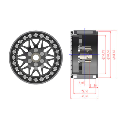 TCRC 4PCS Splash Anodizing Aluminum 2.2 Inch Beadlock Wheels Hubs