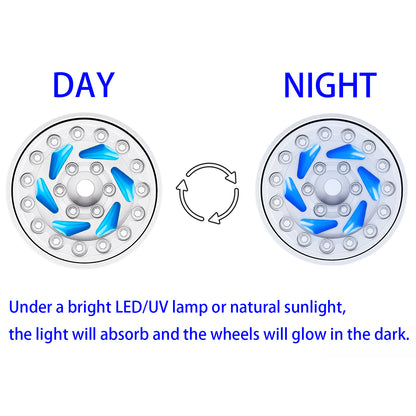 TCRC 4PCS Night Glow Color Fluorescent Purple/Blue Aluminum 1.0 Inch Beadlock Wheels Hubs