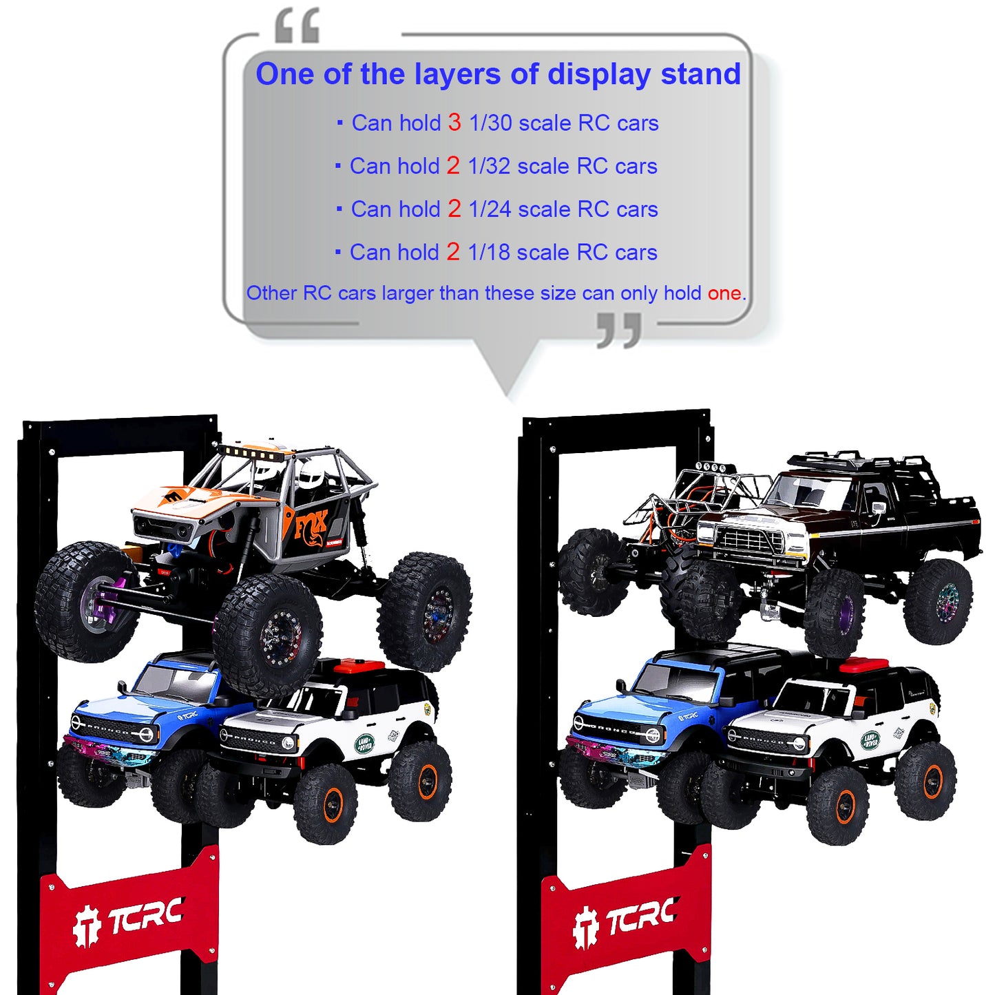 TCRC Heavy Multi-functional RC Car Desktop Display Stand Adjustable Height 60-100cm for 1/32 1/30 1/24 1/18 1/10 Scale Crawler Cars