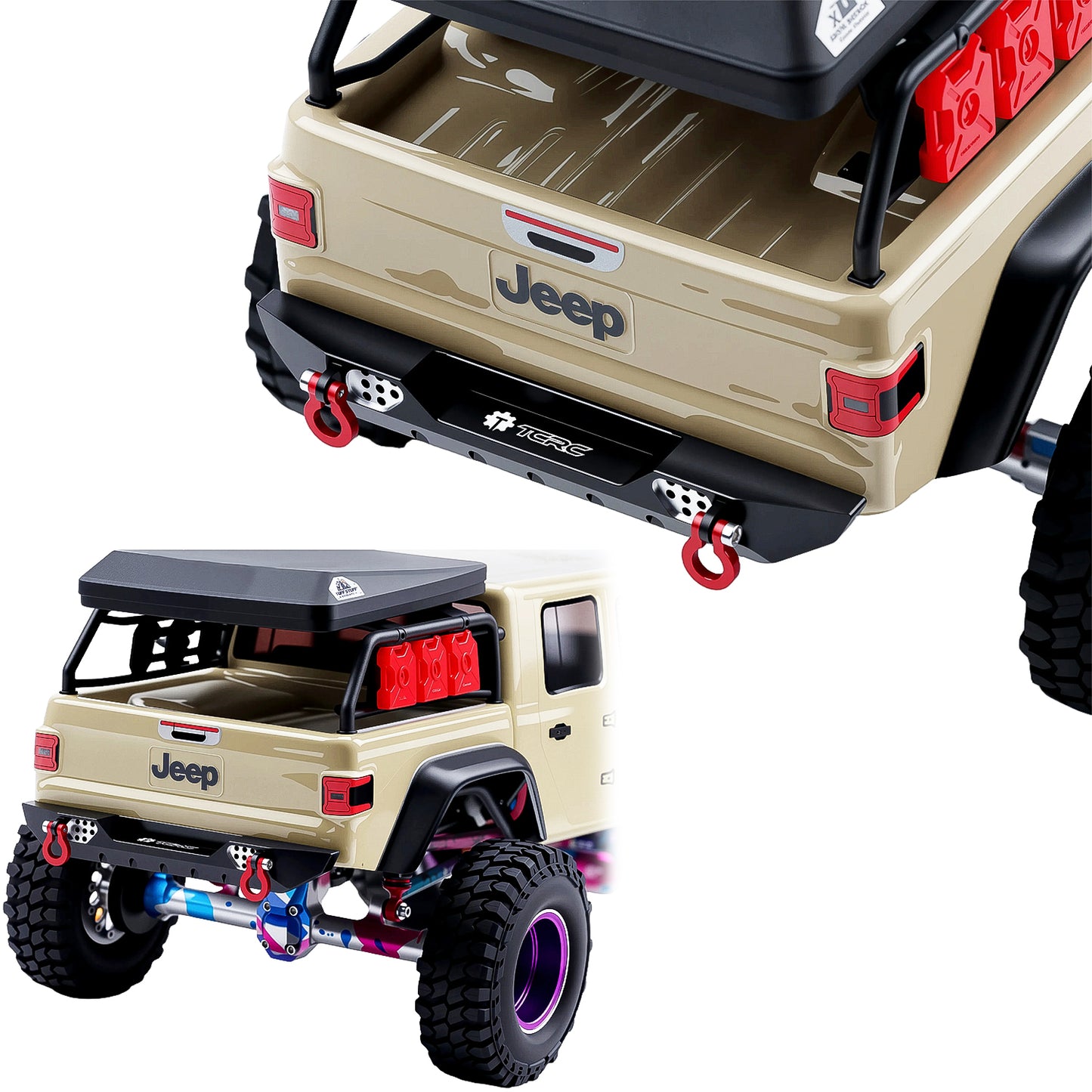 TCRC Aluminum Front and Rear Bumpers set for 1/24 RC Axial SCX24 Jeep JT Gladiator