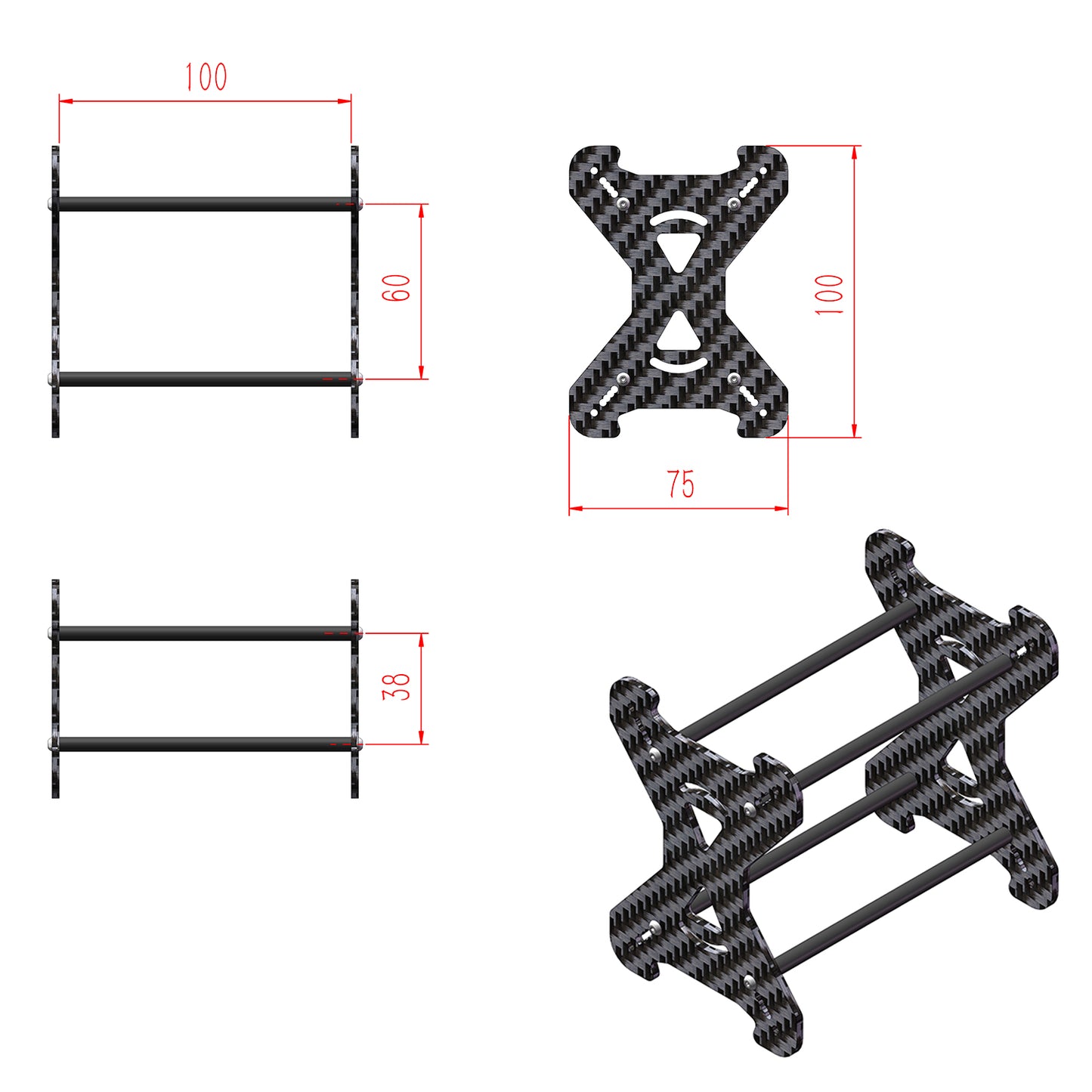 TCRC Extended Carbon Fiber 0.7” 1.0" 1.3" Aluminum Wheel Tires Rack for 1/18 1/24 1/30 1/32 RC Crawler Car Upgrades