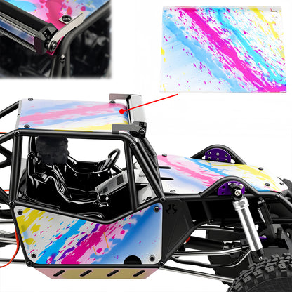 TCRC Splash Anodizing Aluminum RC Body Guard Armor Protective Shell Plate with Roof White LED Light Bar Set for Axial 1/8 AXP8 Gilamon Trail Buggy
