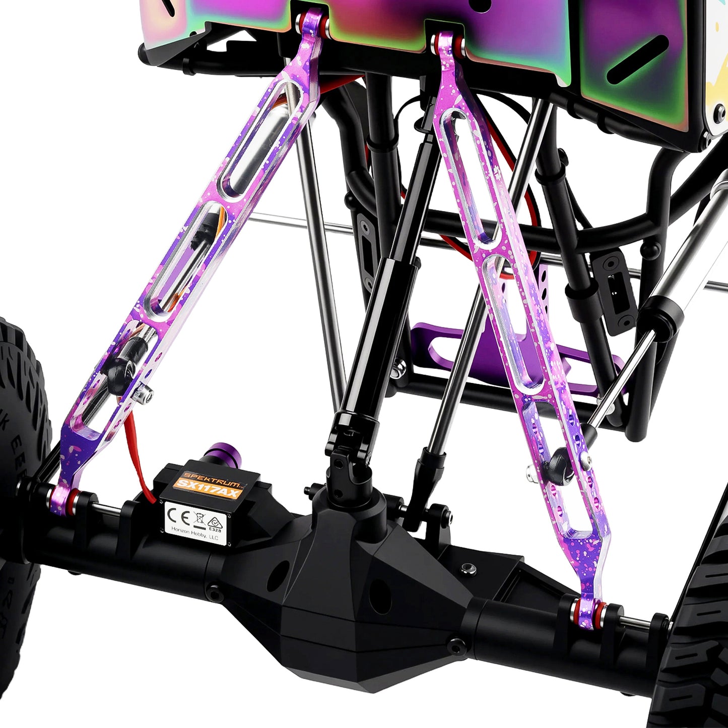 TCRC 2PCS Splash Anodizing Aluminum Rear Lower Suspension Linkage Trailing Arm Tie Rod for Axial 1/8 AXP8 Gilamon Trail Buggy