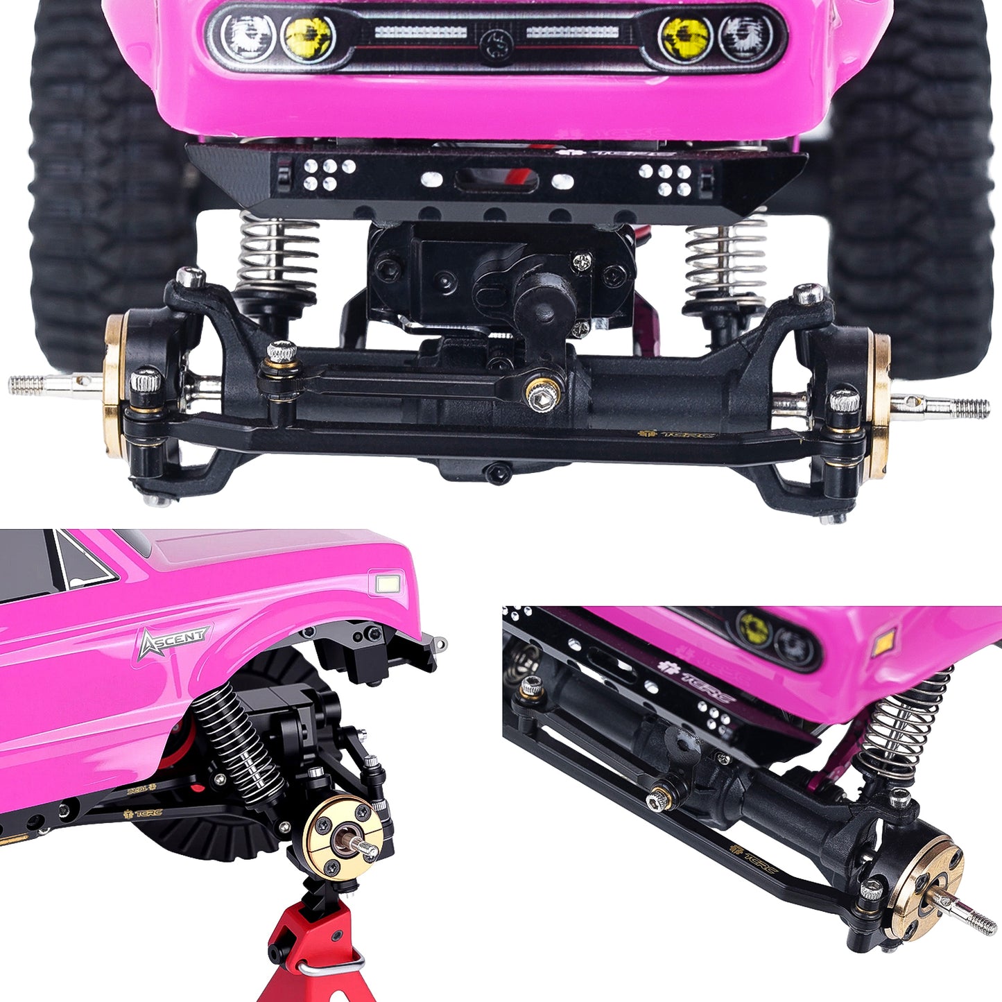 TCRC Brass Front Steering Knuckles w/ Adjustable Steering Block Weights&Steering link 19g/set for Redcat Ascent-32 1/32 RC Crawler Car
