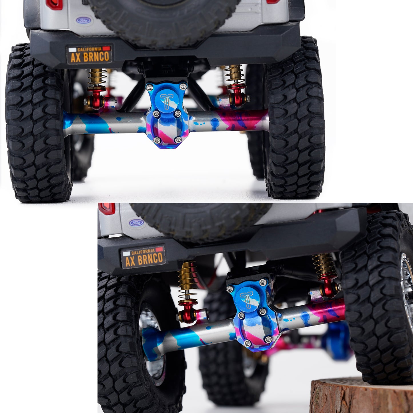 TCRC Aluminum Front Rear Axle Housing with Diff Covers Set for Axial SCX24 Deadbolt C10 90081