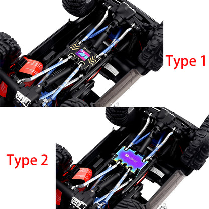 TCRC Brass High Precision CNC Machined Skid Plate with Colorful Stainless Steel Protection Plate for 1/18 TRX4M Defender Bronco F-150 High Trail Crawler Truck